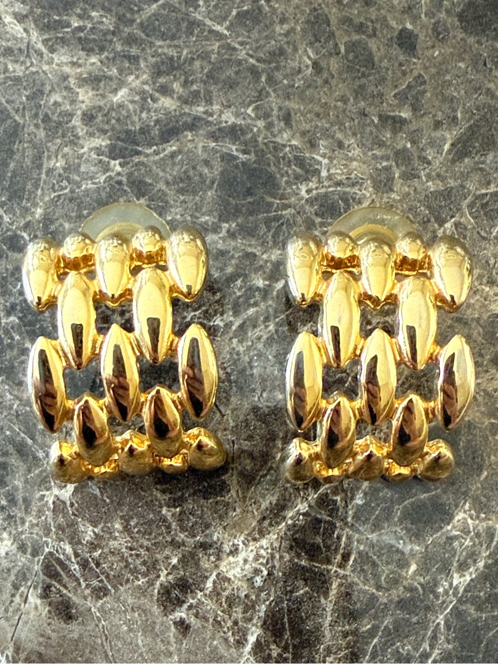 Gold Tone Open Weave Earrings